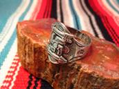 Antique 卍 Whirling Log & Arrows Patched Silver Ring  c.1930
