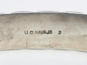 【U.S.NAVAJO 2】 Basket Stamped Ingot Silver Cuff  c.1938～