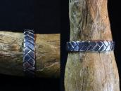 【U.S.NAVAJO 2】 Basket Stamped Ingot Silver Cuff  c.1938～