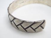 【U.S.NAVAJO 2】 Basket Stamped Ingot Silver Cuff  c.1938～