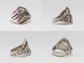 Atq Snake Applique & 卍 Stamped Silver CigarBand Ring c.1925～