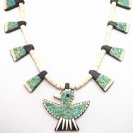 Atq Kewa Three Tone Thunderbird/BatteryBird Necklace c.1935～