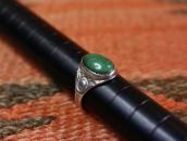 Antique Navajo Stamped Silver Ring w/Green Turquoise c.1915～
