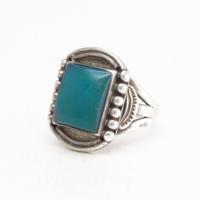 Vintage Navajo SplitShank Men's Ring w/Sq. Gemsilica c.1940～