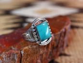 Vintage Navajo SplitShank Men's Ring w/Sq. Gemsilica c.1940～