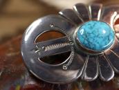 【Luke Billy Yazzie】Navajo Silver Pin w/Gem Turquoise c.1950～