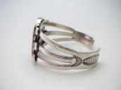 Vtg Navajo/Pueblo Stamped Silver Cuff w/Chip Inlay c.1940～