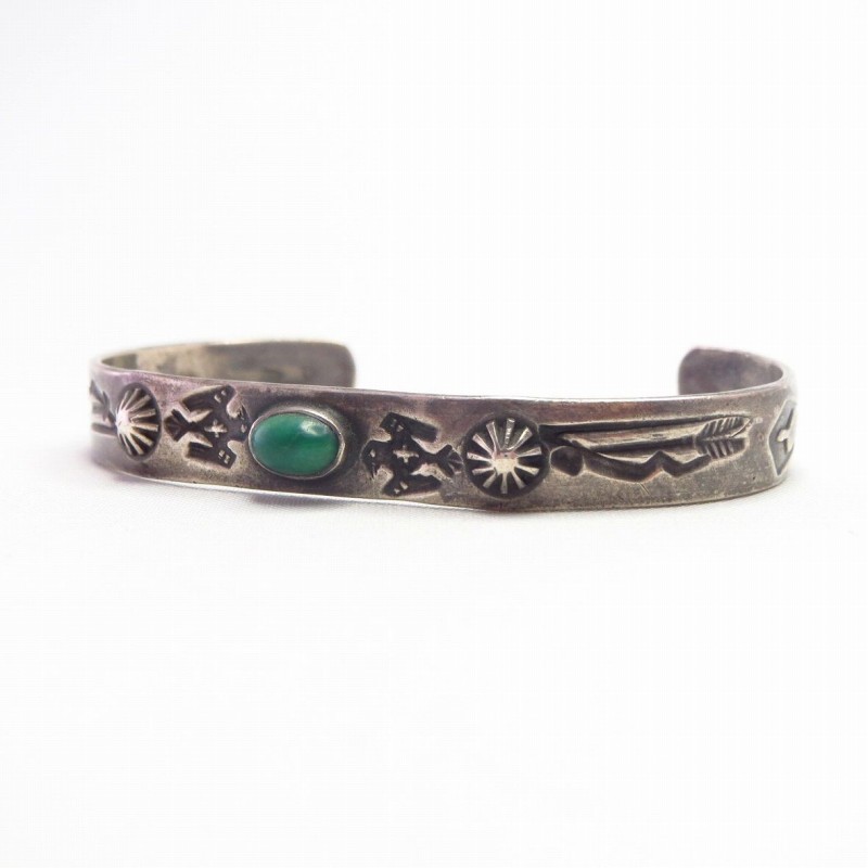 Antique Thunderbird Stamped Small Cuff Bracelet w/TQ c.1935～