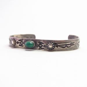Antique Thunderbird Stamped Small Cuff Bracelet w/TQ c.1935～