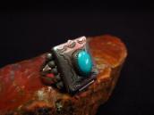 Antique Navajo Silver Pill Box Ring w/Turquoise  c.1930