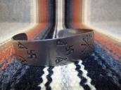 Antique Early Navajo 卍 Stamped Silver Cuff Bracelet  c.1900～