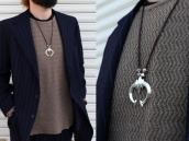 Vintage Casted Naja Necklace w/【JHQ】 Silver Beads  c.1970～