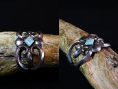 Vtg Navajo Cast Silver Cuff w/Black Web #8 Turquoise c.1950～