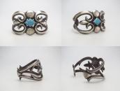 Vtg Navajo Cast Silver Cuff w/Black Web #8 Turquoise c.1950～