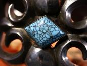Vtg Navajo Cast Silver Cuff w/Black Web #8 Turquoise c.1950～