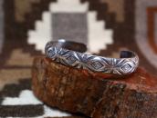 Vtg Navajo Medicine Man's Eye Stamped Silver Cuff  c.1940～