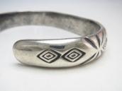 Vtg Navajo Medicine Man's Eye Stamped Silver Cuff  c.1940～