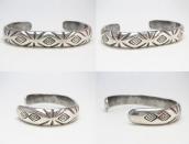 Vtg Navajo Medicine Man's Eye Stamped Silver Cuff  c.1940～