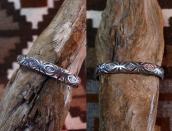 Vtg Navajo Medicine Man's Eye Stamped Silver Cuff  c.1940～
