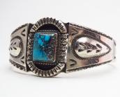 Vintage Ingot Silver Cuff Bracelet w/Square Bisbee TQ c.1950