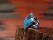 Vtg Navajo Rhombus Shape Turquoise Heavy Silver Ring c.1940～