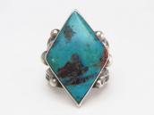 Vtg Navajo Rhombus Shape Turquoise Heavy Silver Ring c.1940～