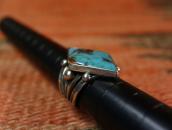 Vtg Navajo Rhombus Shape Turquoise Heavy Silver Ring c.1940～