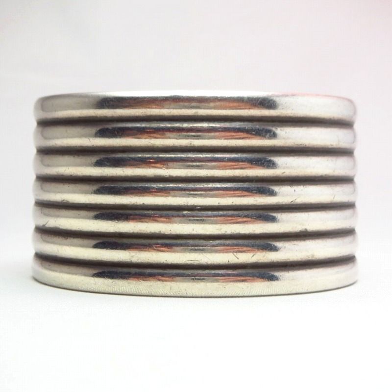 Antique Navajo Silver Ribbed Wide Cuff Bracelet  c.1940