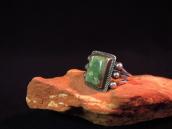 Antique Navajo Silver Men's Ring w/Sq. Green TQ  c.1935～