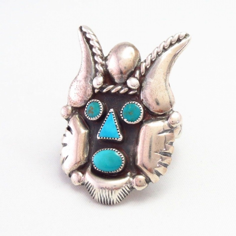 【Frank Patania】Vintage 『Hopi Mask』 Men's Ring w/TQ  c.1950