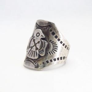 Antique Thunderbird Applique Men's Wide Band Ring  c.1935～
