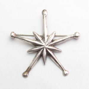 Vintage Five-pointed Star Cast Silver Pin Brooch  c.1950～