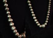 Vintage Bench Made Stamped Silver Bead Necklace  c.1950～