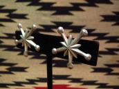 Vintage Navajo Star Shaped Silver Screw-back Earring  c.1950