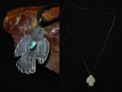 Atq Navajo Stamped Thunderbird Shape Fob Necklace  c.1930～