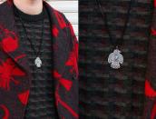 Atq Navajo Stamped Thunderbird Shape Fob Necklace  c.1930～