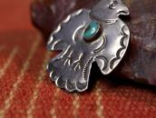 Atq Navajo Stamped Thunderbird Shape Fob Necklace  c.1930～