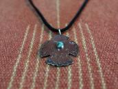 Atq Navajo Stamped Thunderbird Shape Fob Necklace  c.1930～