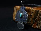Atq Navajo Stamped Thunderbird Shape Fob Necklace  c.1930～