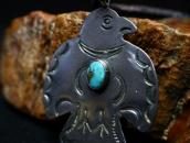 Atq Navajo Stamped Thunderbird Shape Fob Necklace  c.1930～