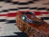 Antique Small Concho Cuff Bracelet w/Green Turquiose c.1935～