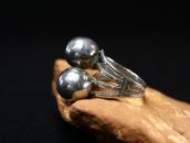Antique Two "Navajo Pearls" Face Silver Tourist Ring c.1930～