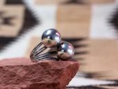 Antique Two "Navajo Pearls" Face Silver Tourist Ring c.1930～
