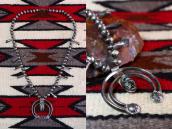 Atq Navajo Squash Blossom Naja Necklace w/Rare Gem TQ c.1940