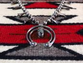 Atq Navajo Squash Blossom Naja Necklace w/Rare Gem TQ c.1940
