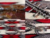Atq Navajo Squash Blossom Naja Necklace w/Rare Gem TQ c.1940