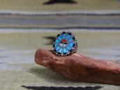 Vtg Zuni Gem Turquoise & Stone Inlay Sun Face Ring  c.1950～