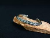 Atq Navajo Stamped Flat & Twisted Silver Wires Cuff  c.1930～