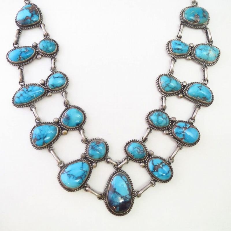 Vintage Bisbee Turquoise & Navajo Pearl Necklace  c.1970