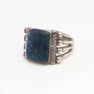 Vtg Navajo Men's Ring w/Replaced TopGrade Kingman TQ c.1930～
